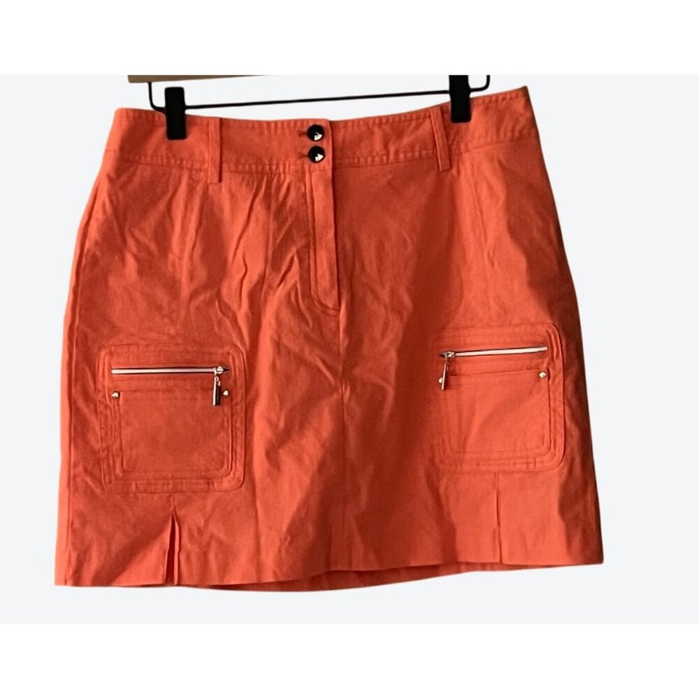 Jamie Sadock Women's Size 10 Coral Pink Lined Cargo Golf Skort Waist 31"